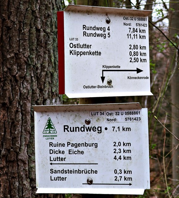 Wegweiser am Steinbruch Ostlutter